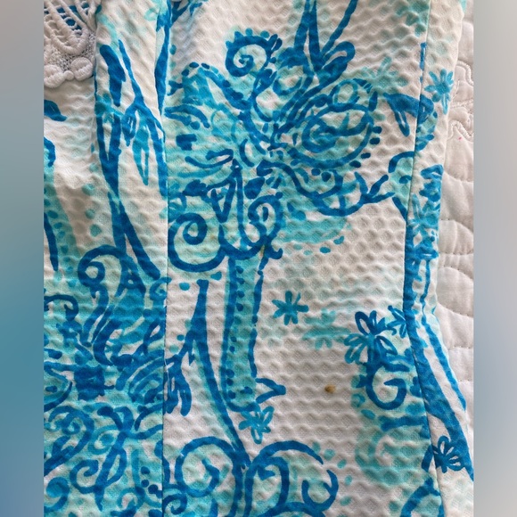 Lilly Pulitzer Pearl Lace Crochet Halter Neck Shift Resort White Blue Dress - Picture 11 of 11